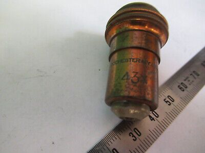 ANTIQUE BAUSCH LOMB BRASS 43x OBJECTIVE MICROSCOPE PART AS PICTURED &Z1-A-31