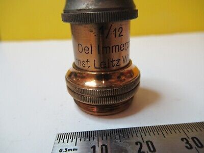 ANTIQUE OBJECTIVE BRASS LEITZ 1/12 OPTICS MICROSCOPE PART AS PICTURED &14-C-26