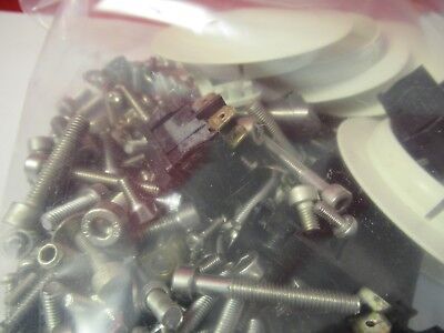 LEICA DMR GERMANY LOT SCREWS SWITCHES PLASTIC CAPS etc MICROSCOPE part &100-02