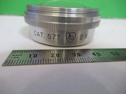 AO CAT 577 STEREO OBJECTIVE 2X OPTICS MICROSCOPE PART AS PICTURED #H3-A-51