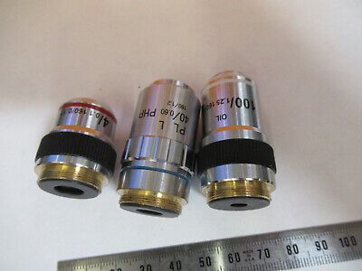 lot 3 ea assorted 4x 40x 100x /160 OBJECTIVE MICROSCOPE PART AS PICTURED R7-A-62