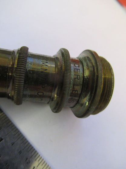 SPENCER 4mm BRASS ANTIQUE OBJECTIVE OPTICS MICROSCOPE PART AS PICTURED &H6-A-36