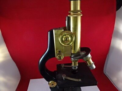 MICROSCOPE ANTIQUE BRASS ERNST LEITZ GERMANY circa 1907 OPTICS AS IS #TC-2