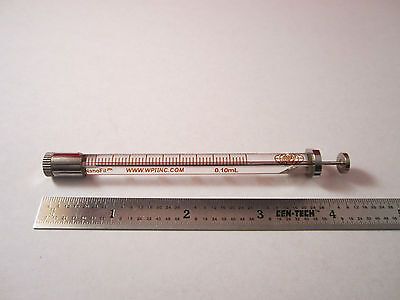 WPI GLASS SYRINGE 0.1 ml GAS CHROMATOGRAPHY [cracked at the end plunger] BIN#1C