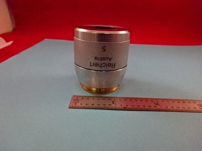 REICHERT AUSTRIA POLYVAR 5X LWD OBJECTIVE OPTICS MICROSCOPE PART AS IS #19-A-11