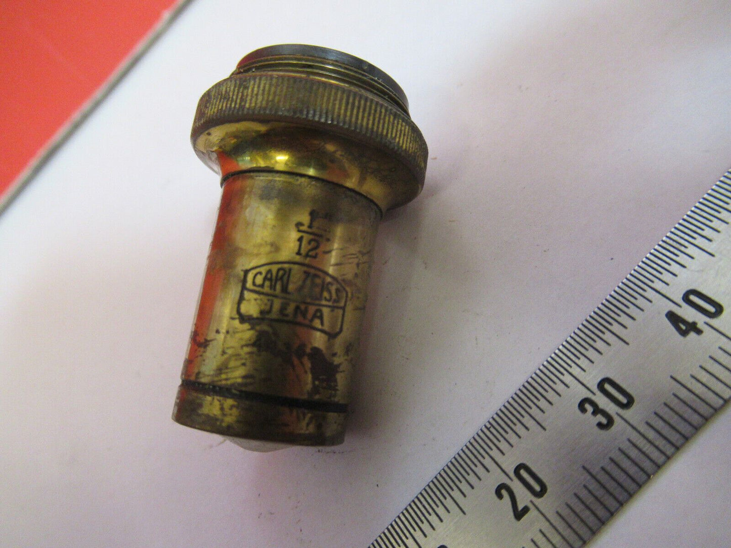 ANTIQUE BRASS CARL ZEISS GERMANY OBJECTIVE MICROSCOPE PART AS PICTURED &S9-A-59