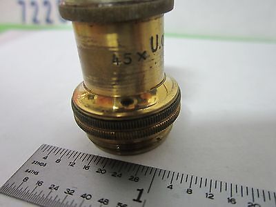 MICROSCOPE PART ANTIQUE BRASS OBJECTIVE P6 LEITZ GERMANY OPTICS AS IS BIN#S2-46