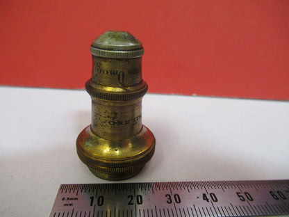 ANTIQUE BRASS KORISTKA ITALY OBJECTIVE 8 MICROSCOPE PART AS PICTURED &H9-B-57