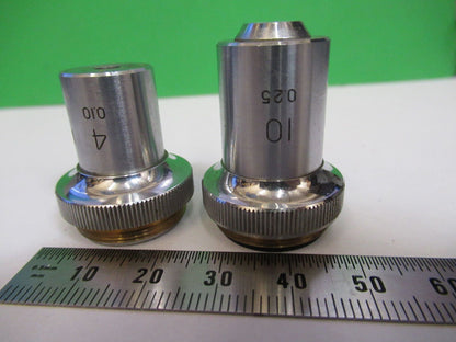 LOT 2 ea OBJECTIVES JONCO 4X 10X MICROSCOPE PART AS PICTURED &R4-A-48