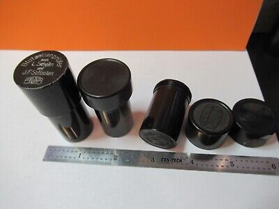 ANTIQUE LOT EMPTY OBJECTIVE CANS MICROSCOPE PART AS PICTURED #7B-B-118