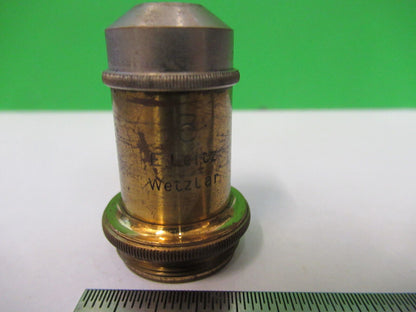 ANTIQUE BRASS E. LEITZ OBJECTIVE LENS "3" MICROSCOPE PART AS PICTURED Z4-B-59