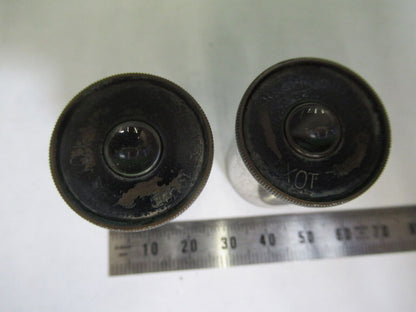 PAIR ANTIQUE ERNST LEITZ EYEPIECE 10X MICROSCOPE PART  AS PICTURED &Z9-A-104