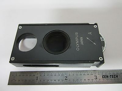 OPTICAL MICROSCOPE PART SLIDE OLYMPUS POLARIZER OPTICS BIN#1E-P-3 [wheel stuck]