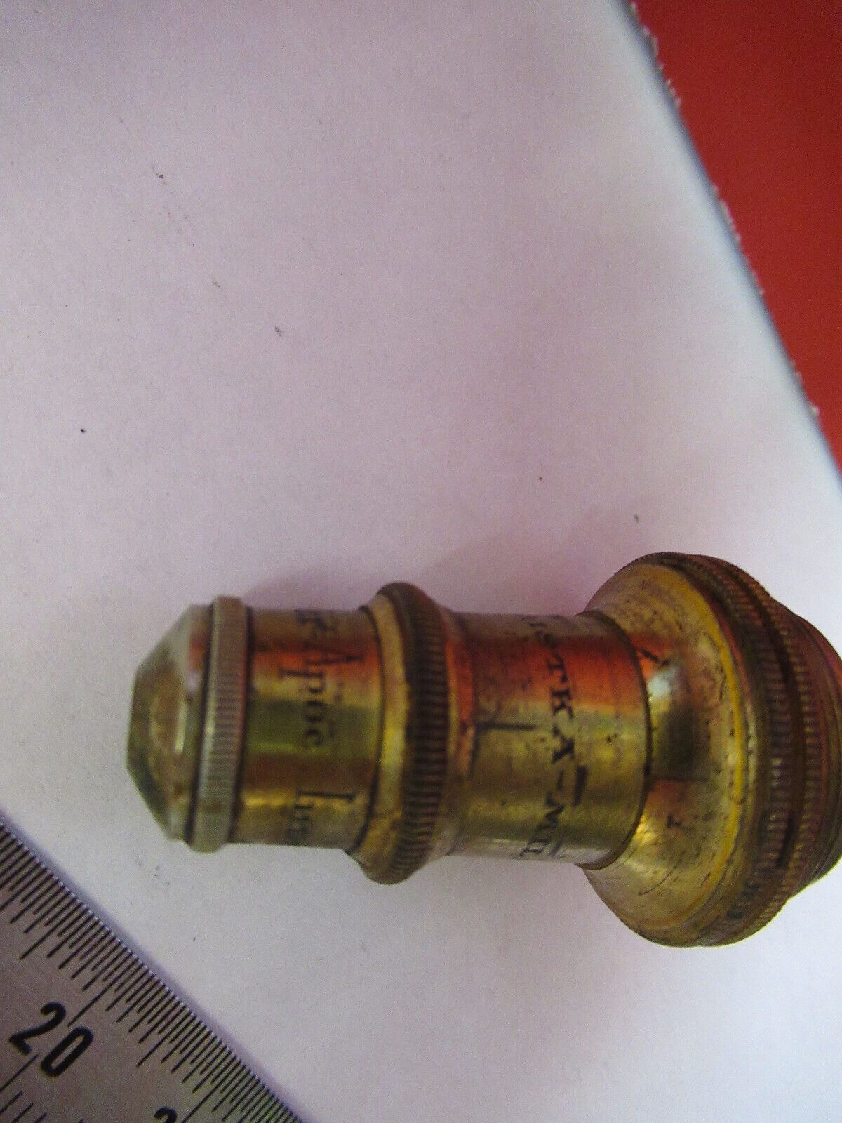 ANTIQUE BRASS KORISTKA ITALY OBJECTIVE 8 MICROSCOPE PART AS PICTURED &H9-B-57