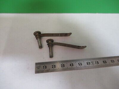 pair clips for ANTIQUE ERNST LEITZ MICROSCOPE PART AS PICTURED &Q9-A-26