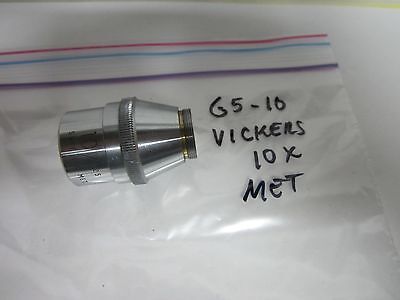 OBJECTIVE VICKERS ENGLAND METALLOGRAPH 10X OPTICS MICROSCOPE AS IS BIN#G5-10