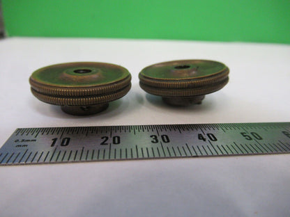 ANTIQUE BAUSCH LOMB BRASS KNOBS PAIR MICROSCOPE PART AS PICTURED &75-B-06