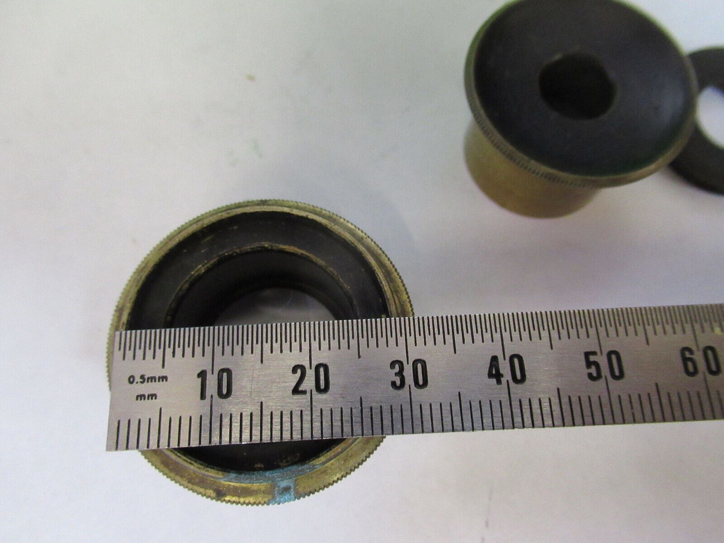 ANTIQUE BRASS HENRY CROUCH UK LOT LENS MOUNTED MICROSCOPE PART AS PIC &G2-A-73