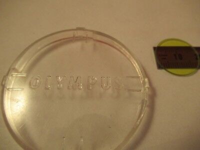 OLYMPUS JAPAN YELLOW GLASS FILTER OPTICS MICROSCOPE PART AS PICTURED #66-A-33