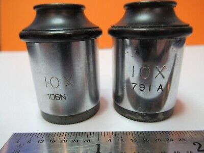 PAIR SPENCER 10X ANTIQUE EYEPIECES OPTICS MICROSCOPE PART AS PICTURED &W8-A-29