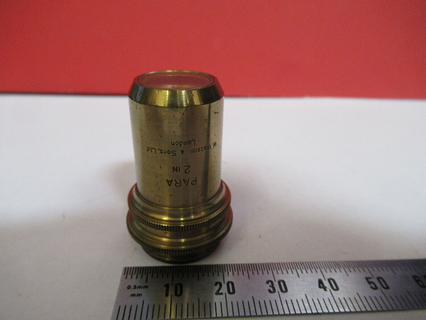 ANTIQUE  BRASS WATSON LONDON OBJECTIVE 2 in MICROSCOPE PART AS PICTURED G4-A-107