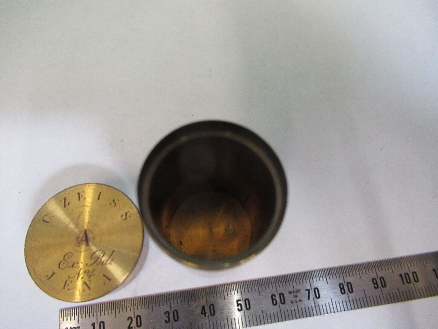 ANTIQUE EMPTY BRASS CAN for ZEISS OBJECTIVE MICROSCOPE PART AS PICTURED Z7-A-40