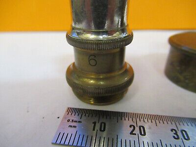 ANTIQUE BRASS ERNST LEITZ OBJECTIVE "6" MICROSCOPE PART AS PICTURED &F1-A-81