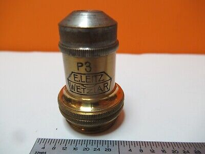 ANTIQUE LEITZ GERMANY POL OBJECTIVE 10X P3 MICROSCOPE OPTICS AS PIC &16-B-12