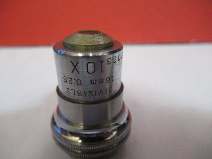 BAUSCH LOMB OPTICS 10X OBJECTIVE MICROSCOPE PART AS PICTURED #R3-C-24