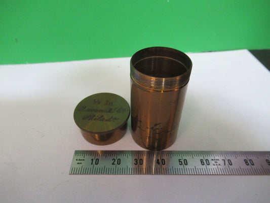 ANTIQUE BRASS J.W. QUEEN CANISTER OBJECTIVE MICROSCOPE PART AS PICTURED P2-B-73