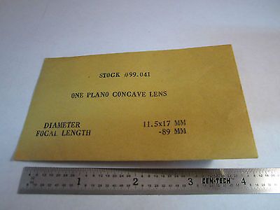 OPTICAL PLANO CONCAVE LENS 11.5 x17 mm  FL -89 mm LASER OPTICS BIN#3K