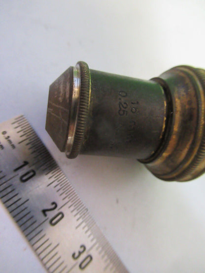 ANTIQUE BAUSCH LOMB BRASS OBJECTIVE 16mm MICROSCOPE PART AS PICTURED #R9-B-18