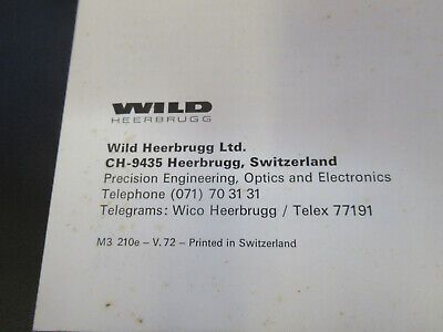 ORIGINAL BOOKLET WILD HEERBRUGG SWISS THEORY MICROSCOPE PART AS PICTURED W3