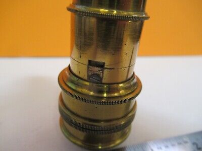 ANTIQUE VERY RARE BRASS OBJECTIVE UNKNOWN MICROSCOPE PART AS PICTURED &7B-B-39