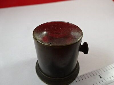 ANTIQUE BRASS MOUNTED LENS MICROSCOPE PART OPTICS #L9-B-24