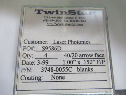 OPTICAL FOUR GLASS BLANKS LENSES LASER OPTICS AS PICTURED H3-A-77A