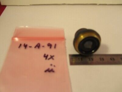 OLYMPUS JAPAN OBJECTIVE 4X OPTICS MICROSCOPE PART AS PICTURED &14-A-91