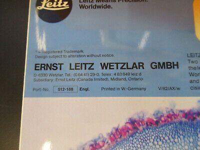 ORIGINAL BOOKLET LEITZ WETZLAR GERMANY DIALUX 22 MICROSCOPE PART AS PICTURED W3