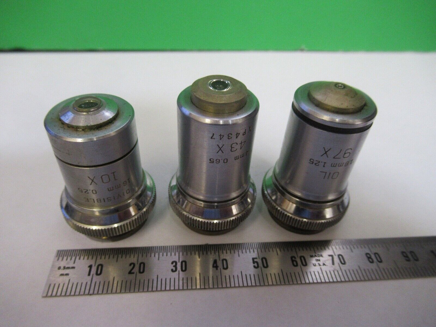 LOT OBJECTIVES BAUSCH LOMB OPTICS  MICROSCOPE PART AS PICTURED Q7-B-11