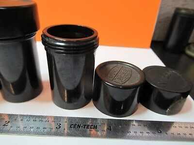 ANTIQUE LOT EMPTY OBJECTIVE CANS MICROSCOPE PART AS PICTURED #7B-B-118