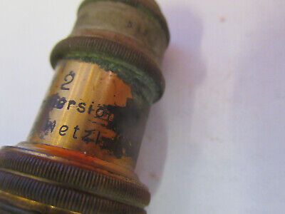 ANTIQUE BRASS LEITZ GERMANY OBJECTIVE "2" MICROSCOPE PART AS PICTURED F6-B-110