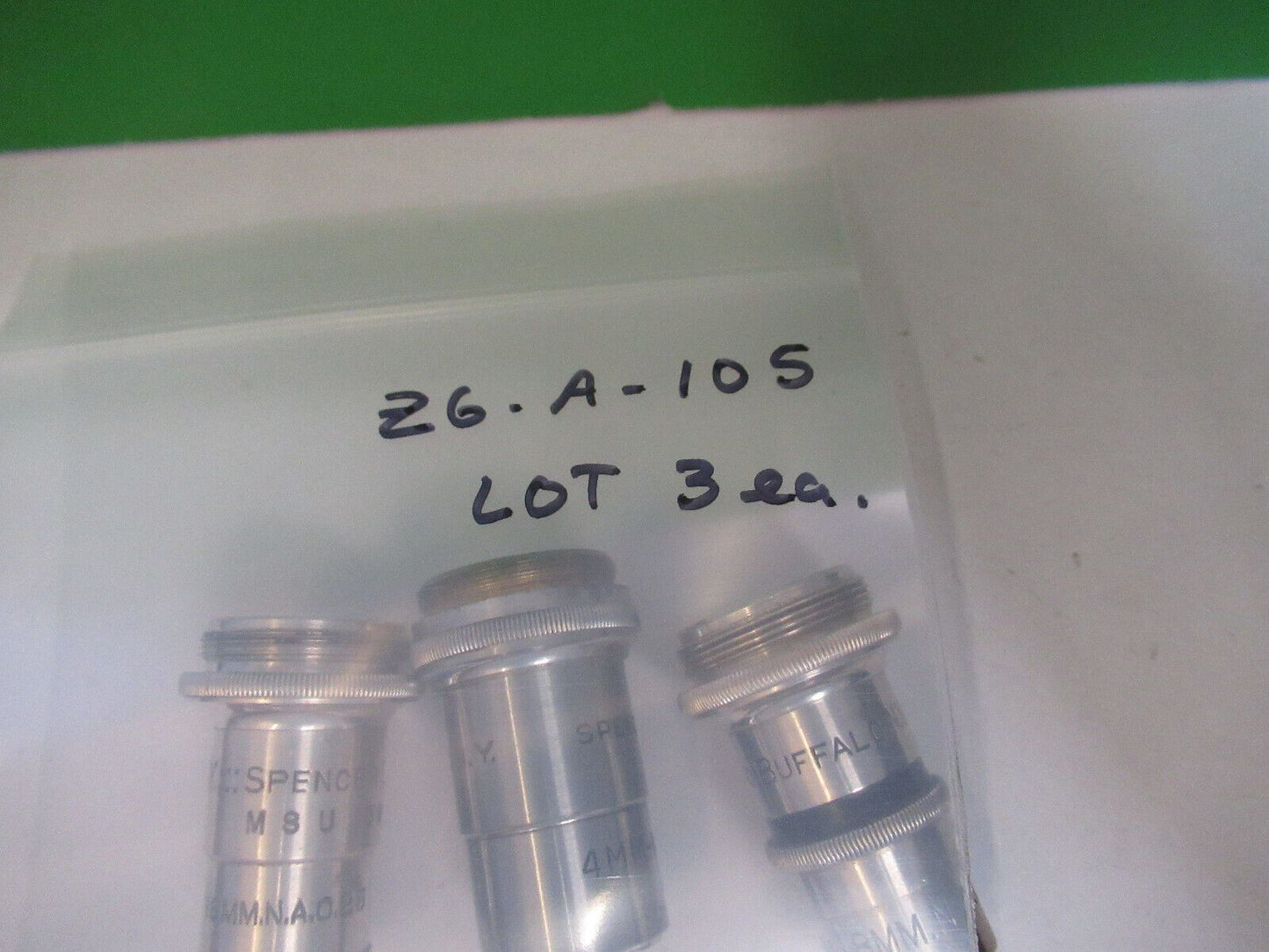 LOT SPENCER OBJECTIVE 10X 44X 95X MICROSCOPE PART OPTICS AS PICTURED AO Z6-A-105