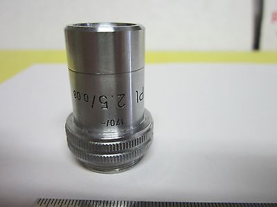 OPTICAL MICROSCOPE OBJECTIVE 2.5X PLANO PL LEITZ WETZLAR GERMANY OPTICS BN#C7-91