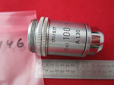 MICROSCOPE OBJECTIVE OPTICS 100X OEL OIL LEITZ WETZLAR GERMANY #2-146