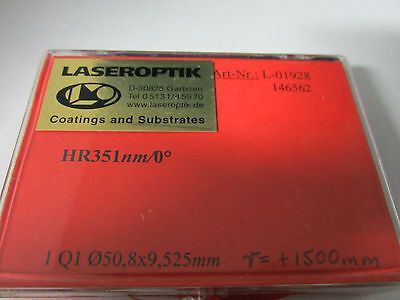 LASEROPTIK GERMANY OPTICAL COATED FILTER HR351nm LASER OPTICS OPTICAL BIN #4T