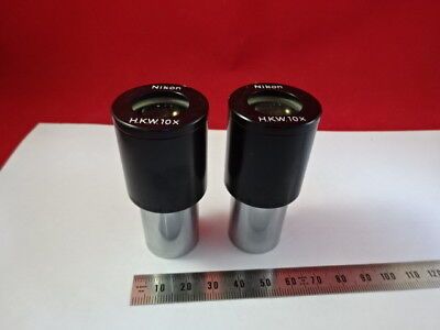 PAIR NIKON JAPAN HKW 10X EYEPIECE OCULAR OPTICS MICROSCOPE PART AS IS &94-A-01