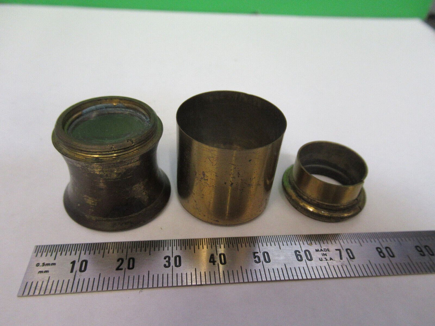 ANTIQUE BRASS HENRY CROUCH UK LOT LENS MOUNTED MICROSCOPE PART AS PIC &G2-A-74