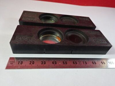 LOT 2 EA GREEN FILTER SLIDES NIKON JAPAN MICROSCOPE PART OPTICS AS IS &95-28