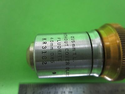 OPTICAL VINTAGE MICROSCOPE OBJECTIVE BAUSCH LOMB FLUORITE OPTICS BIN#40-81