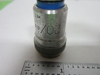 MICROSCOPE OBJECTIVE VICKERS ENGLAND 20X OPTICS BIN#R6-23